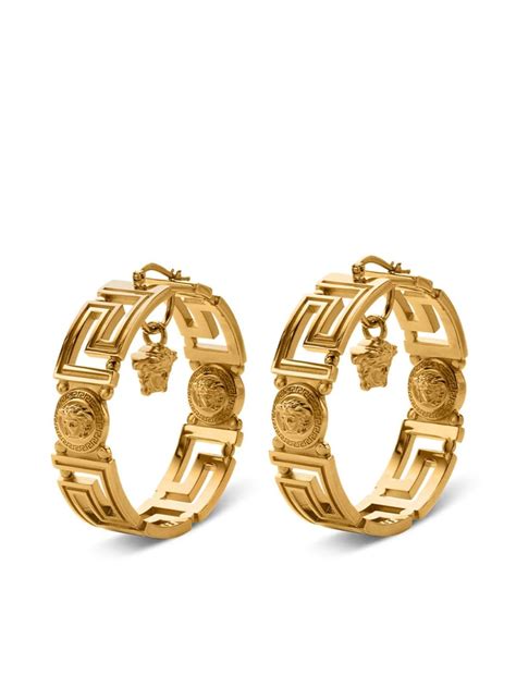 versace small hoop earrings|versace medusa head earrings.